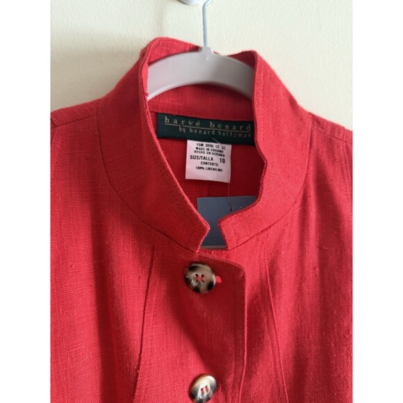 Harve Bernard Red 100% Linen Blazer 10‎ Womens NWT Coastal Grandma Lightweight - Picture 2 of 3